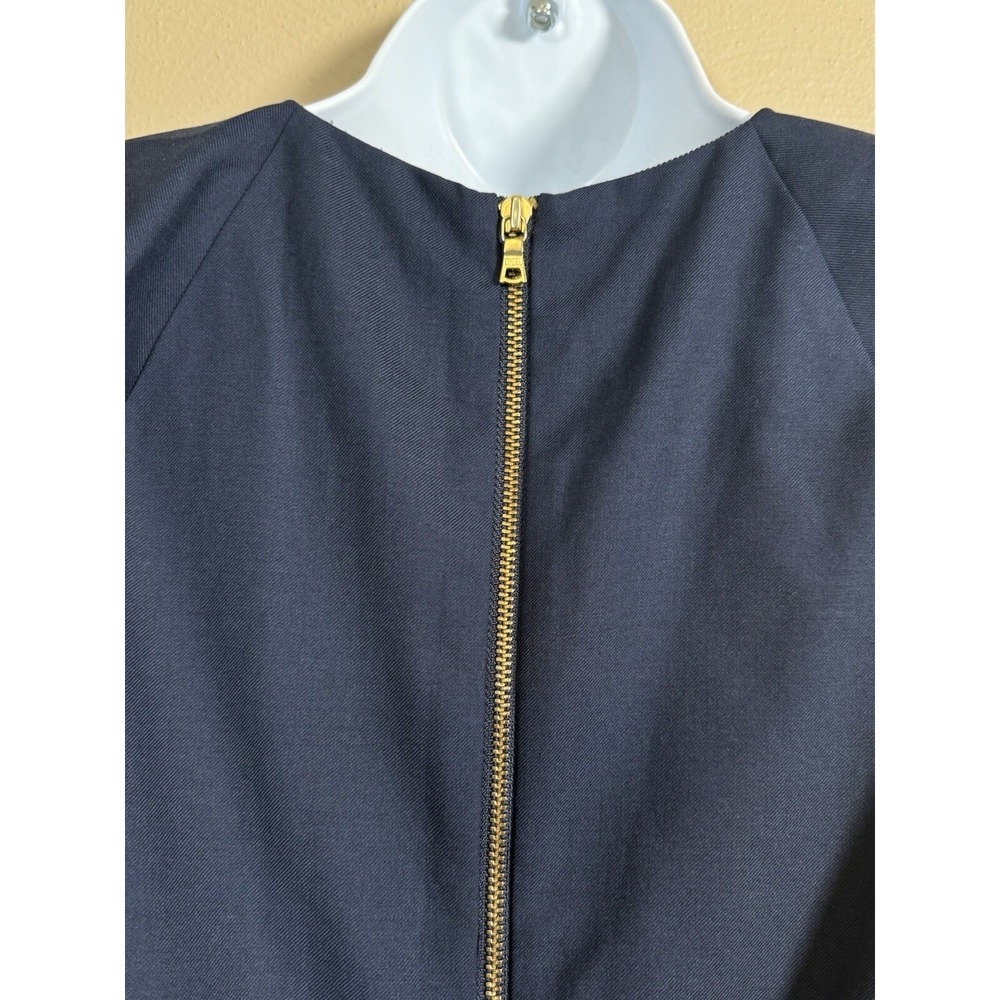 J.CREW Women's Monday Dress Lined Solid 100% Blue Wool Ruffle Sheath Career Sz 8 - Picture 13 of 16